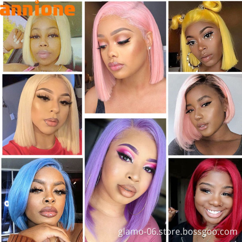 Annione 613 Wigs Blonde Lace Frontal Transparent HD 13x4 13x6 Transparent Lace Front Virgin Bob  Full Lace Human Hair Wigs